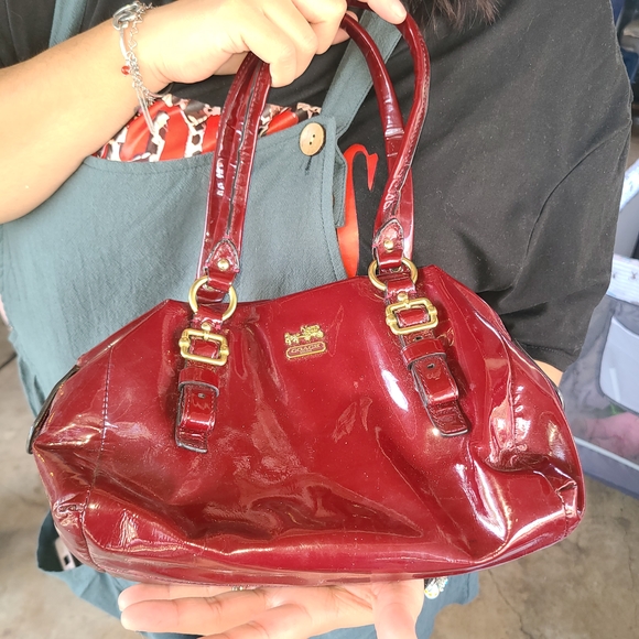 Coach Burgundy Patent Leather Shoulder Bag - Picture 1 of 1
